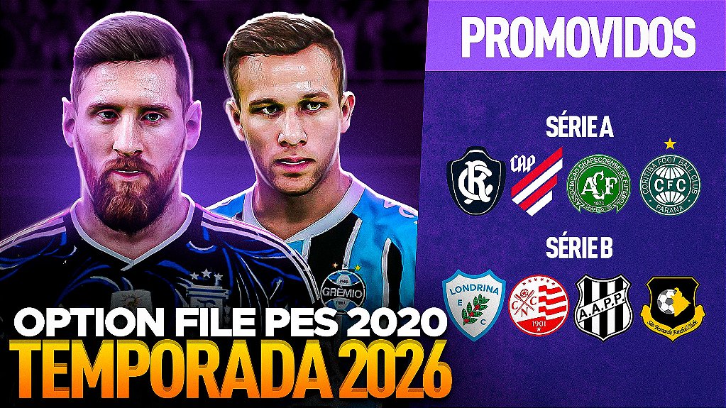 OPTION FILE PES 2020 DE FEVEREIRO| ATUALIZAÇÃO PARA TEMPORADA 2026 , ELENCOS , UNIFORMES | PS4/PS5